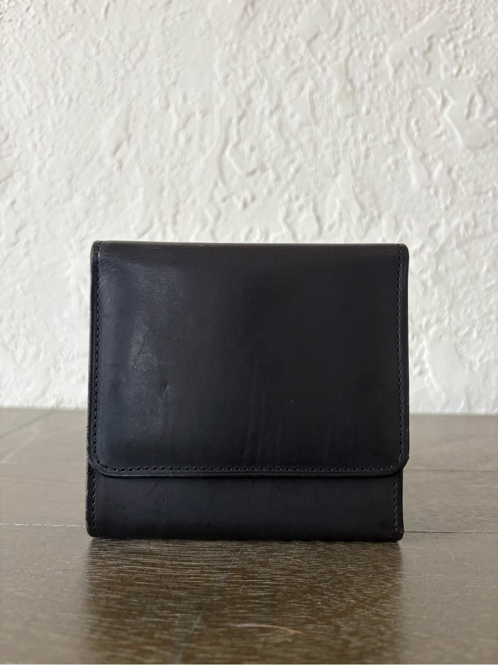 Vintage Coach Navy Water-buffalo Large Continental Kiss-Lock Wallet Clutch - Picture 3 of 10